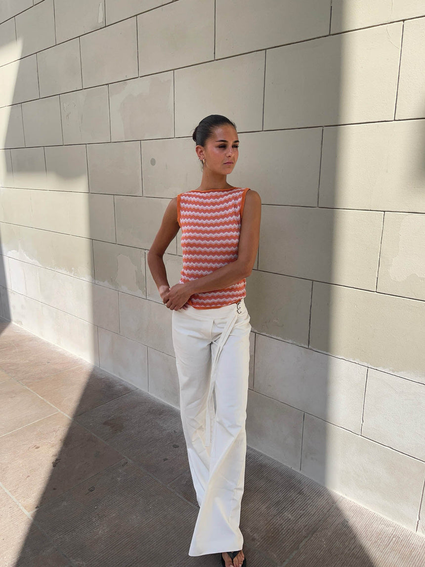 Livsen patterned top – Orange/pink