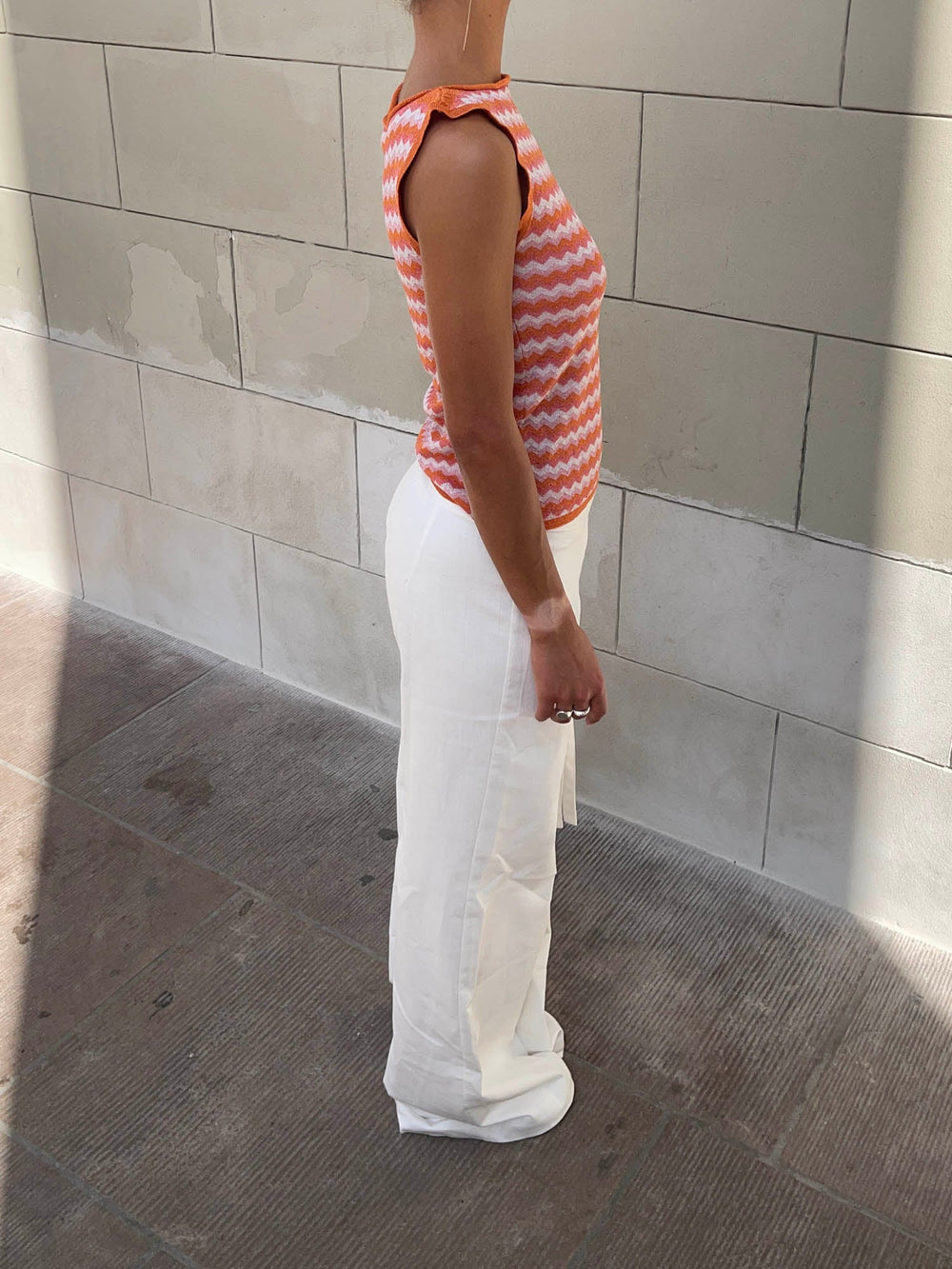 Livsen patterned top – Orange/pink