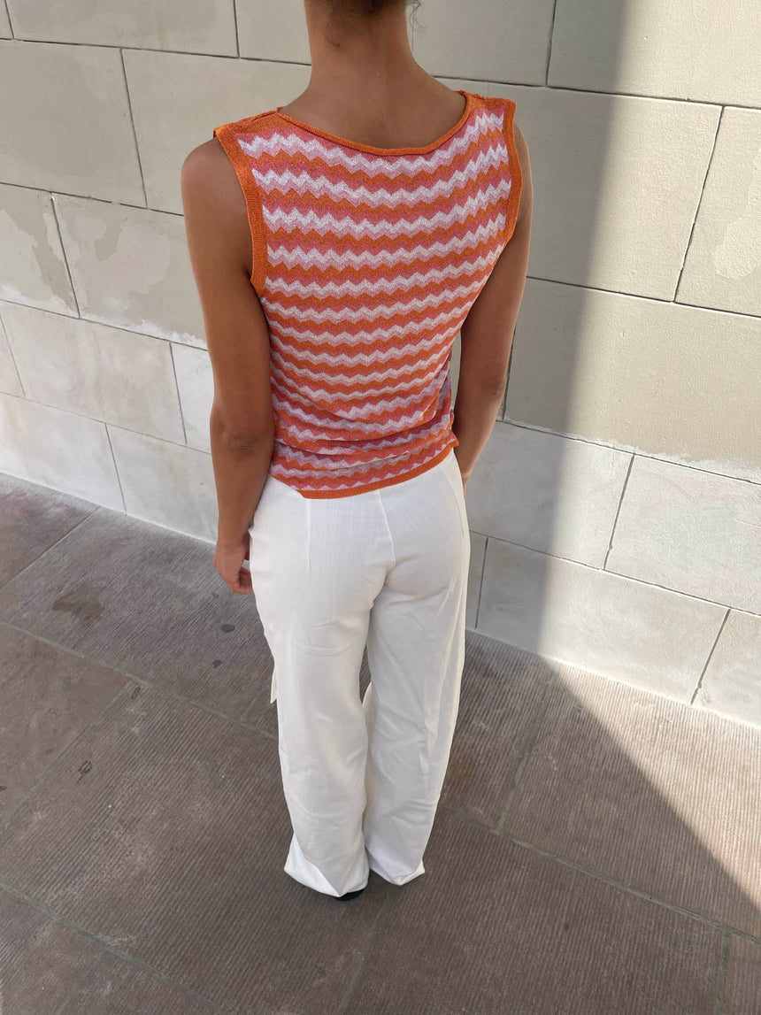 Livsen patterned top – Orange/pink