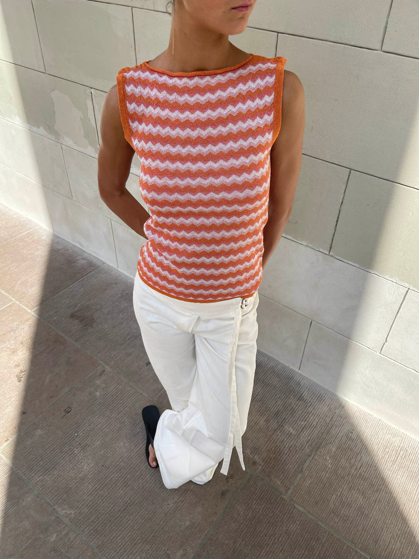 Livsen patterned top – Orange/pink