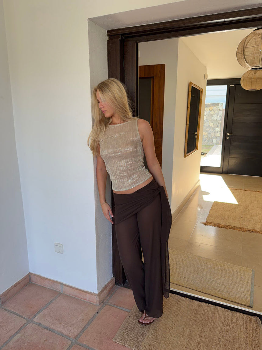 Wendy top with sequins - Champagne/gold