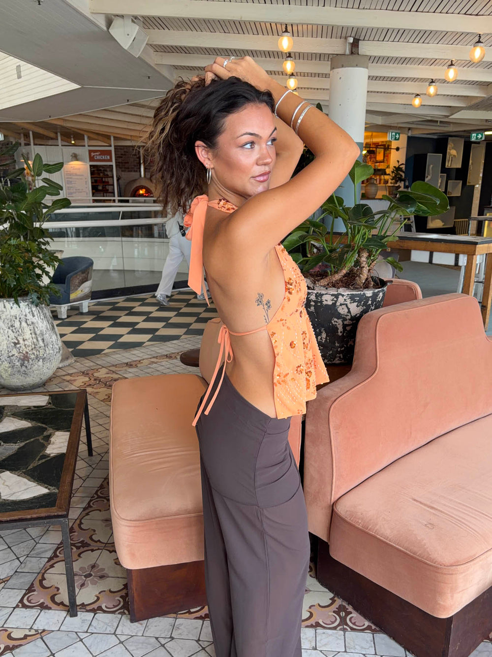 Lumi top with sequins - Orange