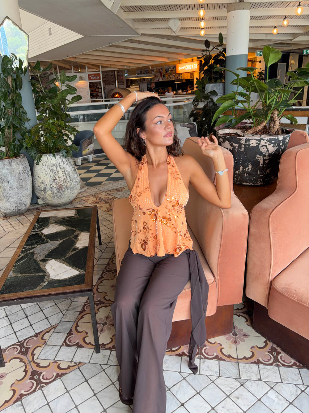 Lumi top with sequins - Orange