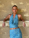 Aladina top with sequins flowers - Blue