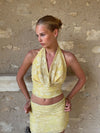 Aladina top with sequin flowers – Light yellow