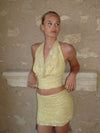 Aladina top with sequin flowers – Light yellow