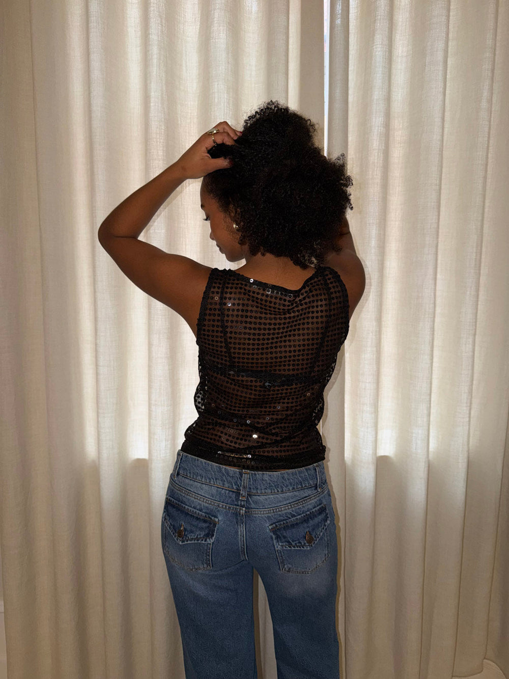 Isobel top with sequins - Black