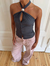 Loulou top with pearl detail - Grey