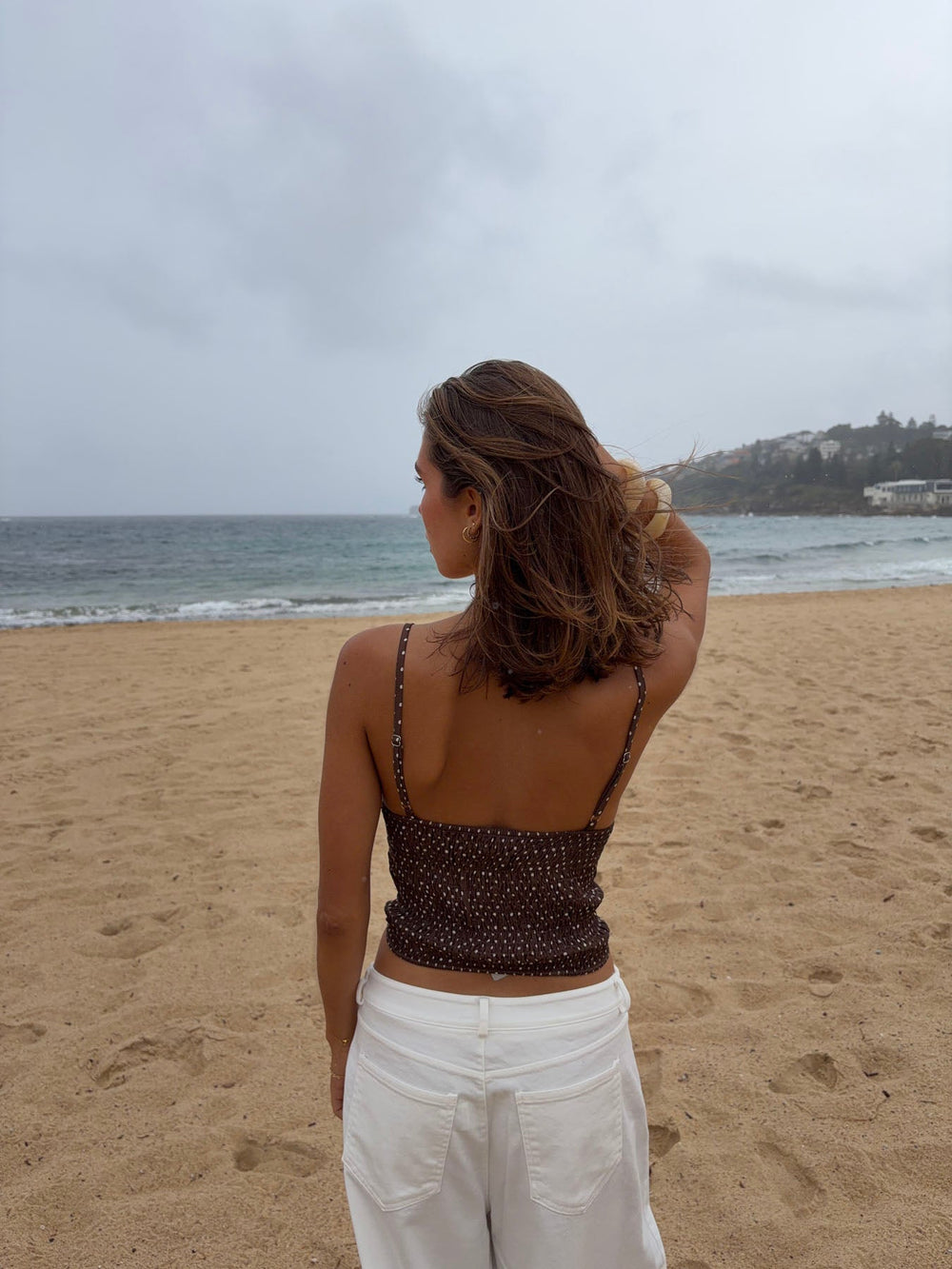 Melissa top with polka dots – Brown/white