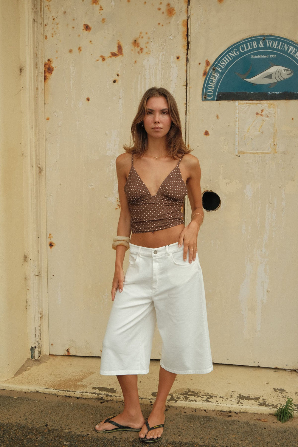 Melissa top with polka dots – Brown/white