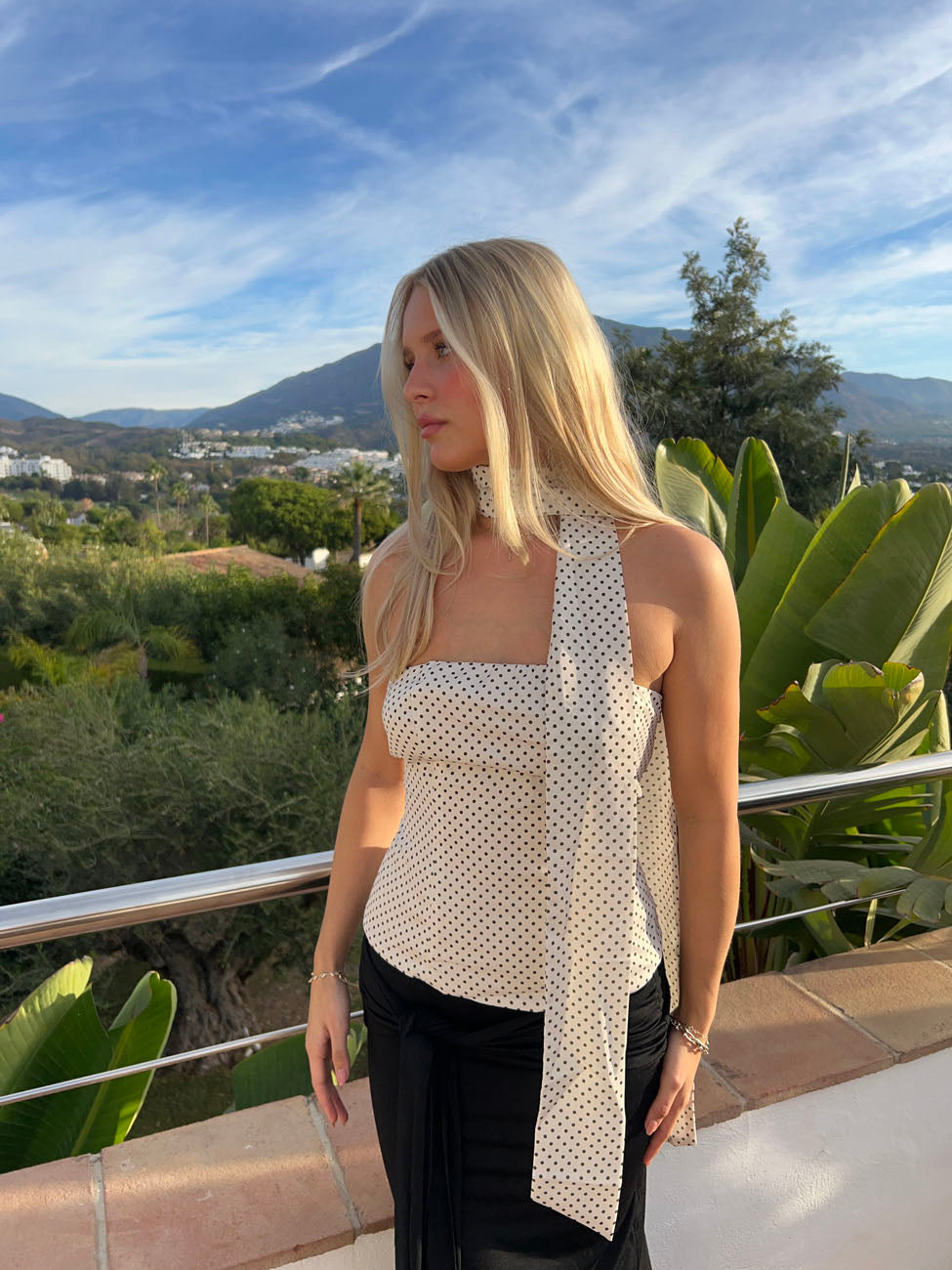 Susiala top with polka dots – White/green