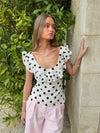 Jamia top with polka dots - White/black