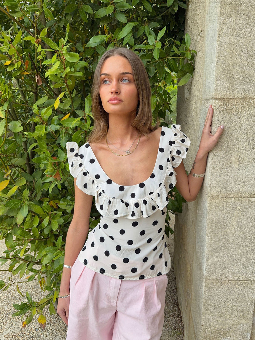 Jamia top with polka dots - White/black