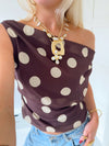 Lily top with polka dots – Brown/Yellow