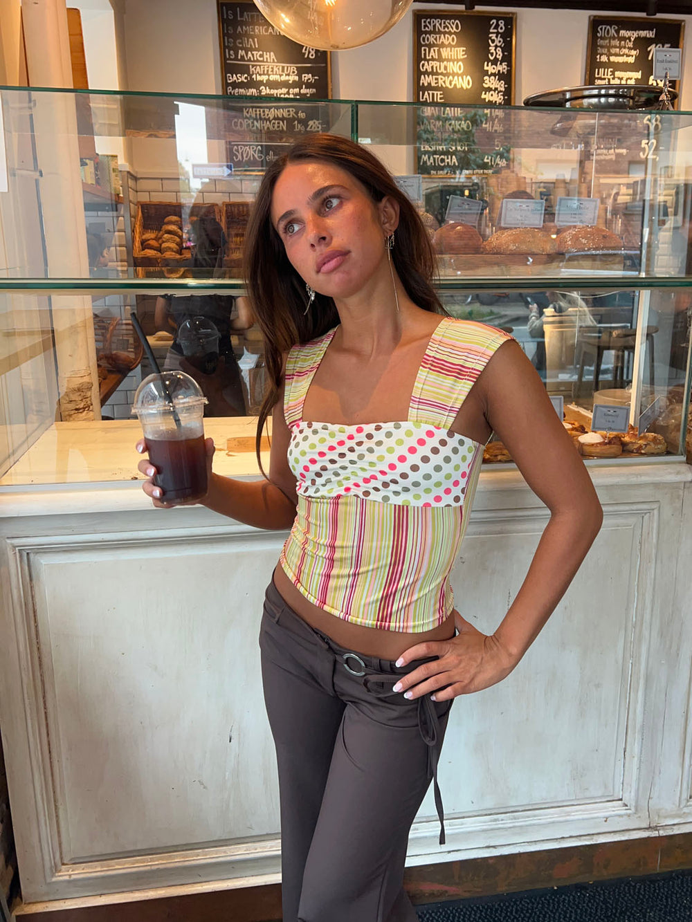 Malia top with polka dots and stripes – Multicolored