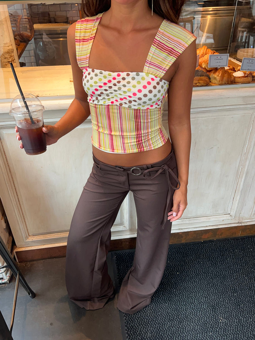 Malia top with polka dots and stripes – Multicolored