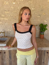 Paulina top with dots - White/black
