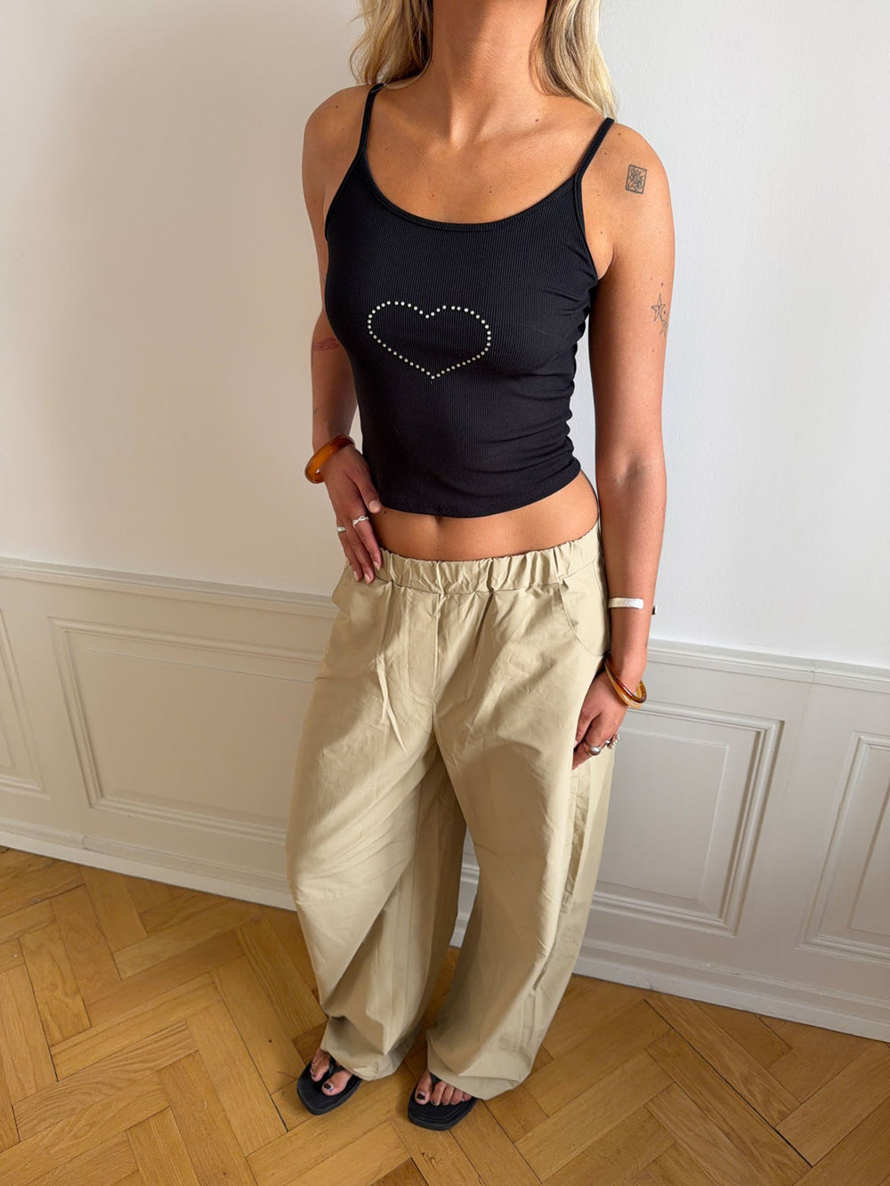 Ila rhinestone strap top - Black