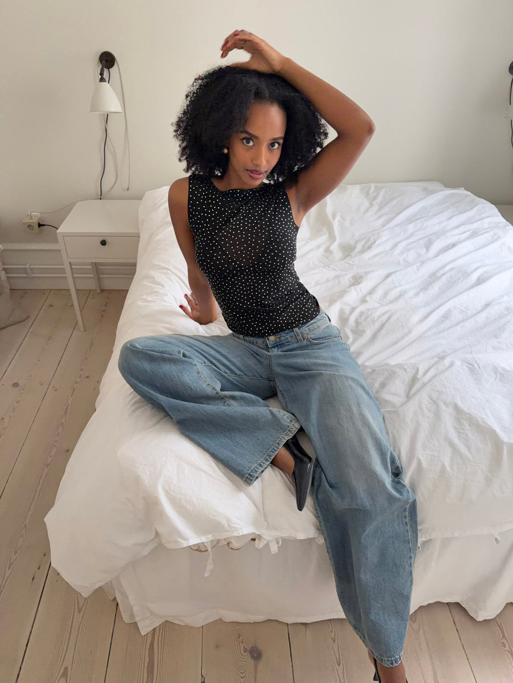 Natasja top with rhinestones – Black