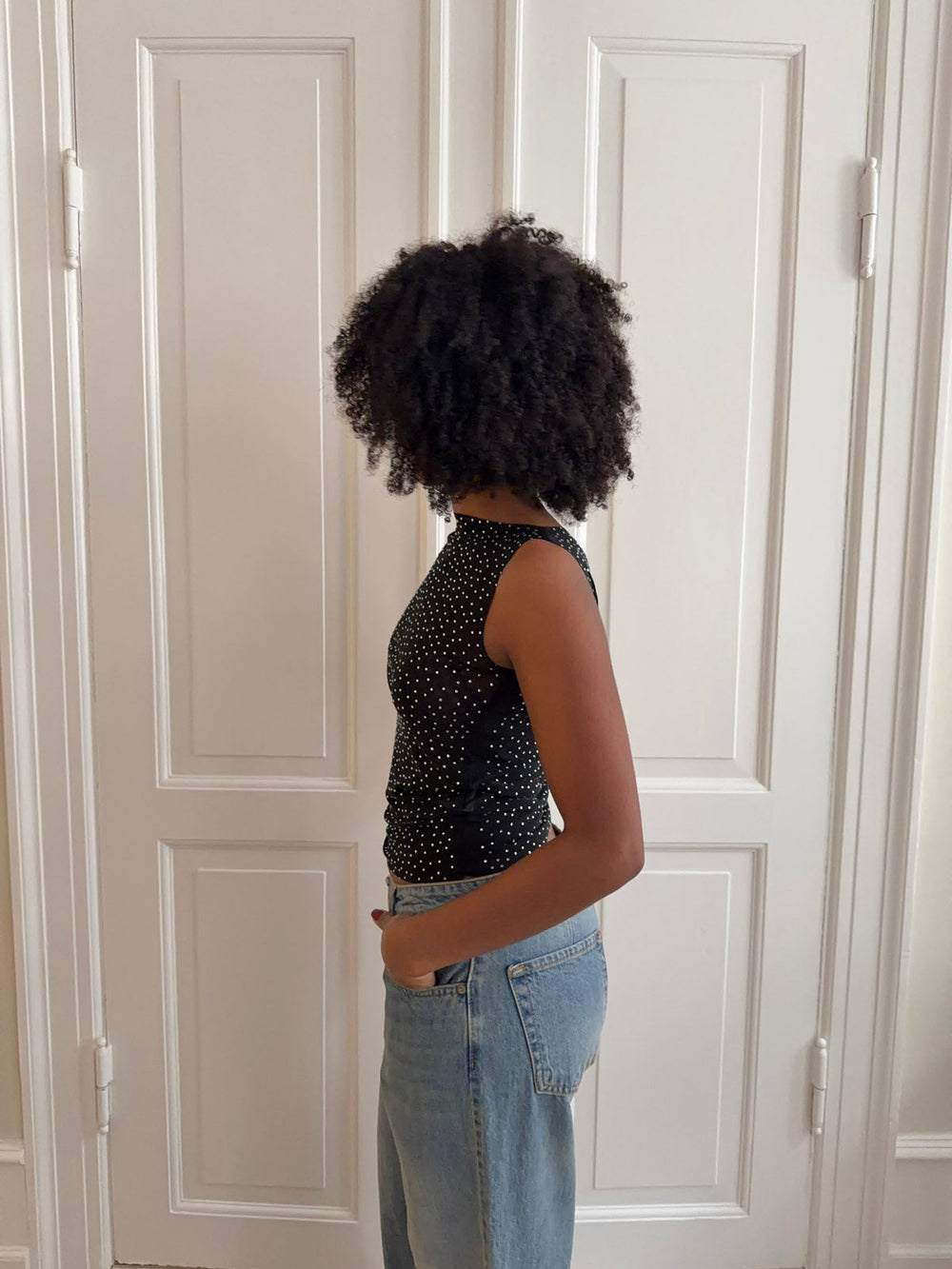 Natasja top with rhinestones – Black