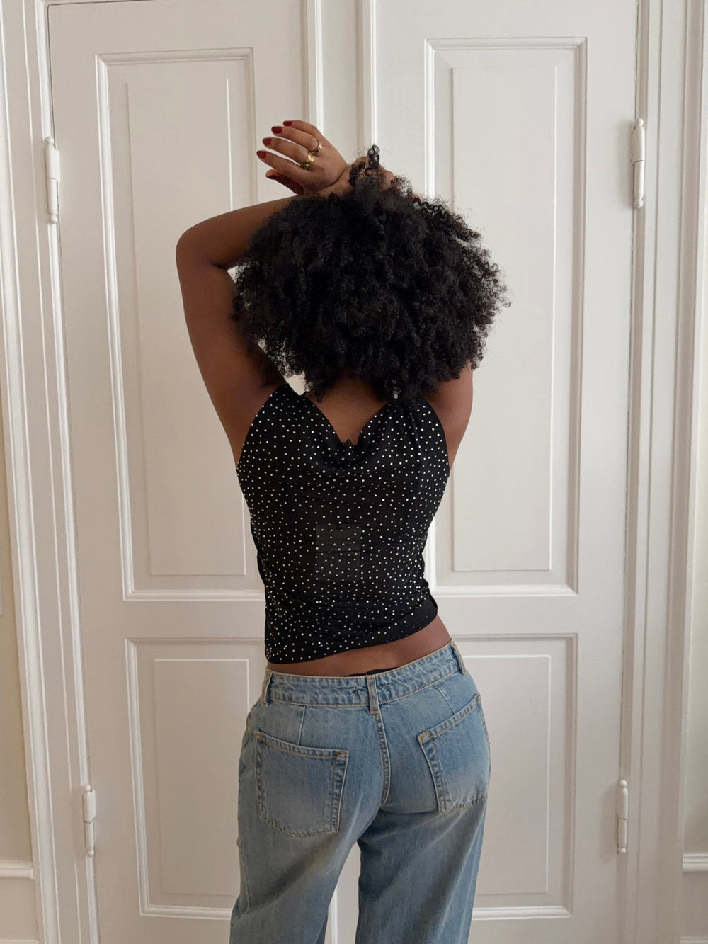 Natasja top with rhinestones – Black