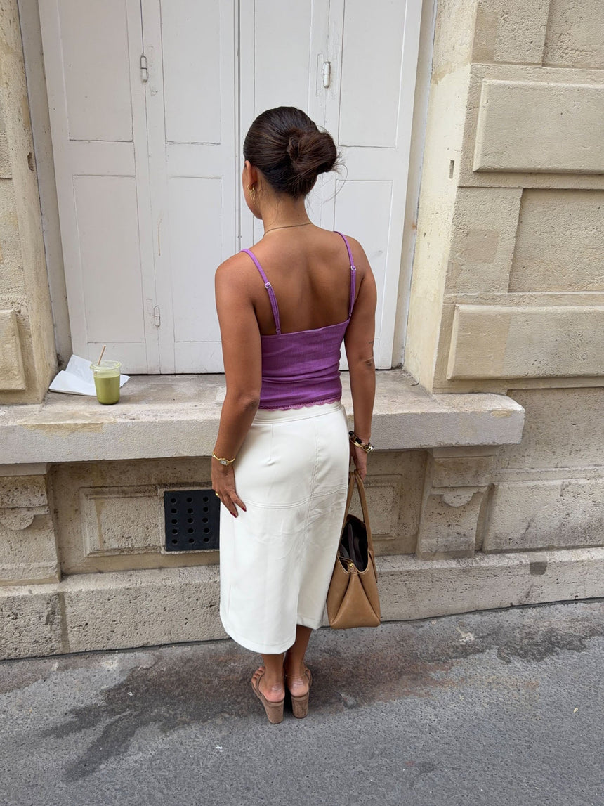 Blua top with bow in pointelle - Purple