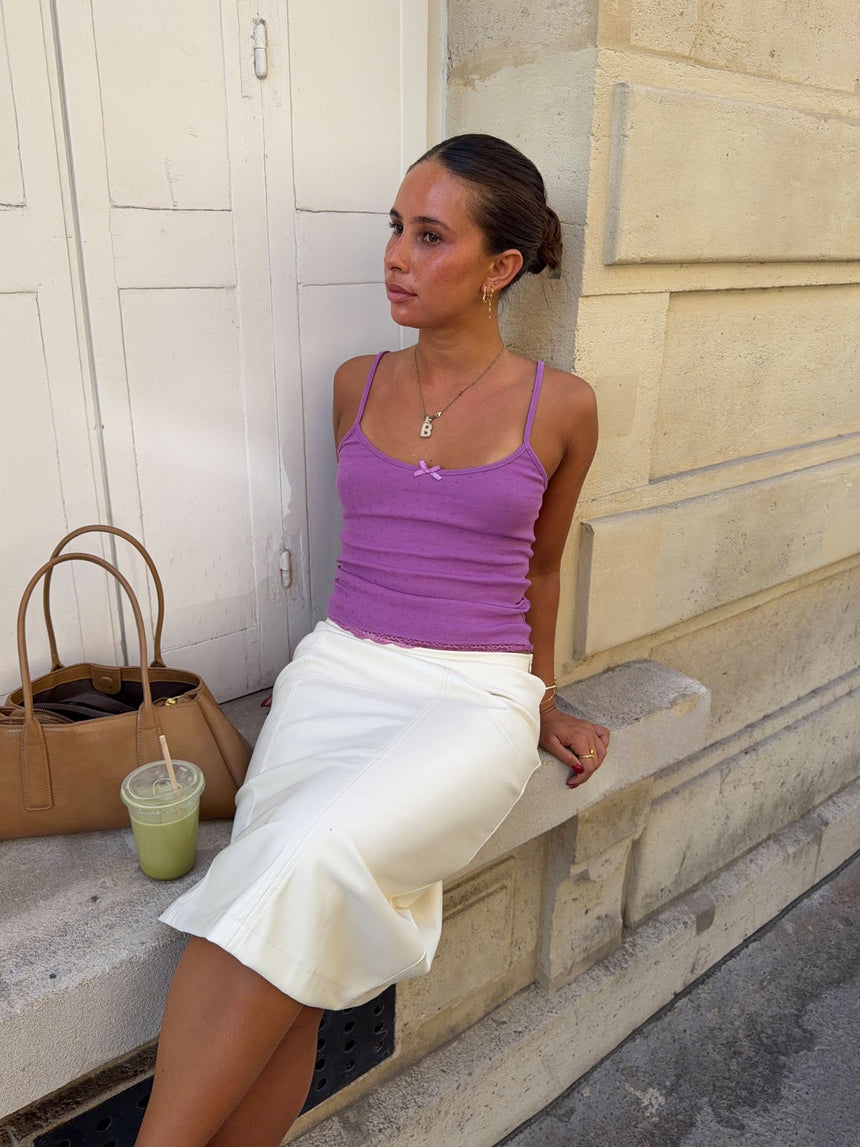 Blua top with bow in pointelle - Purple