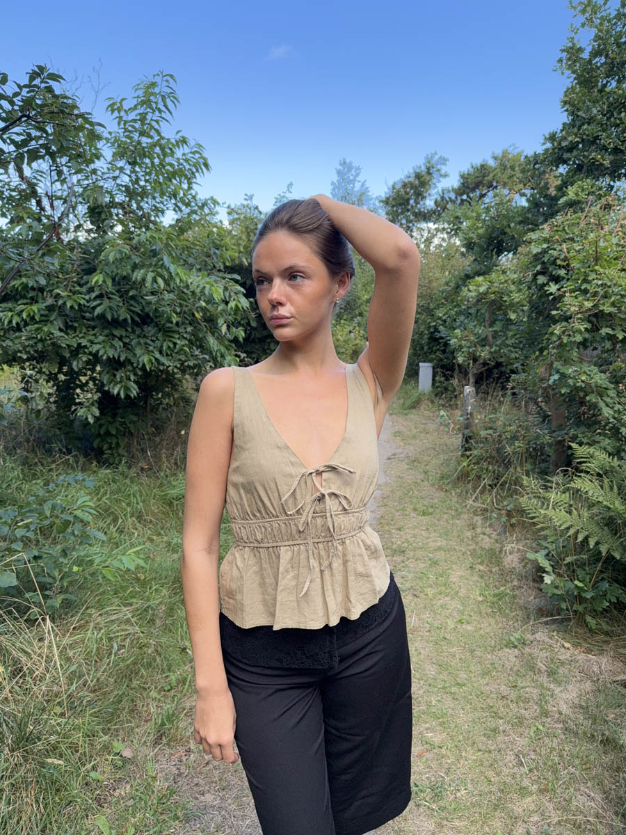 Kamela top with bows - Beige/brown