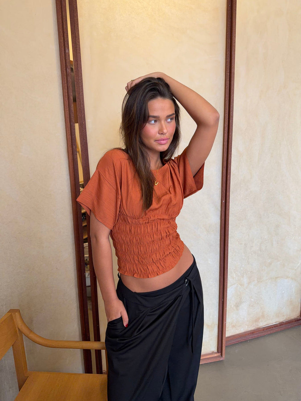 Sina top with smock – Orange