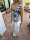 Icana top with stripes - Blue/white