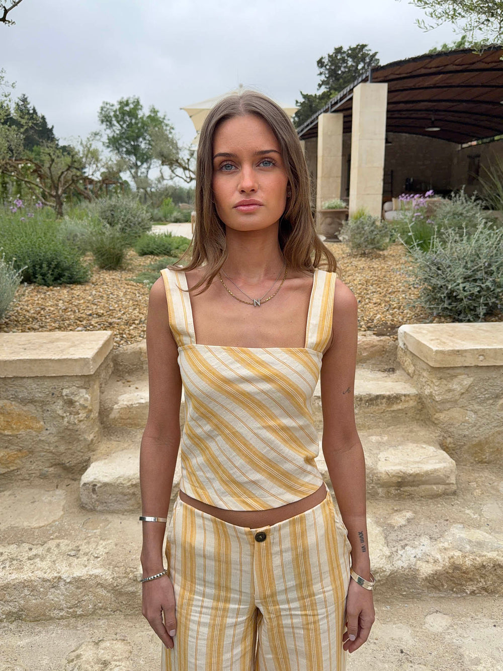 Hemna top with stripes - Yellow/white