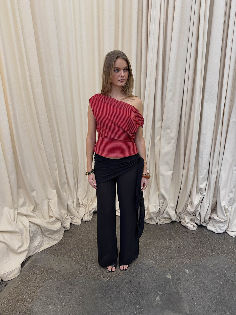 Lily top with stripes – Red/bordeaux