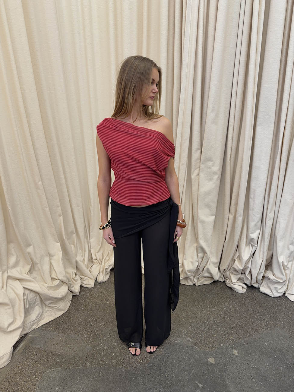 Lily top with stripes – Red/bordeaux