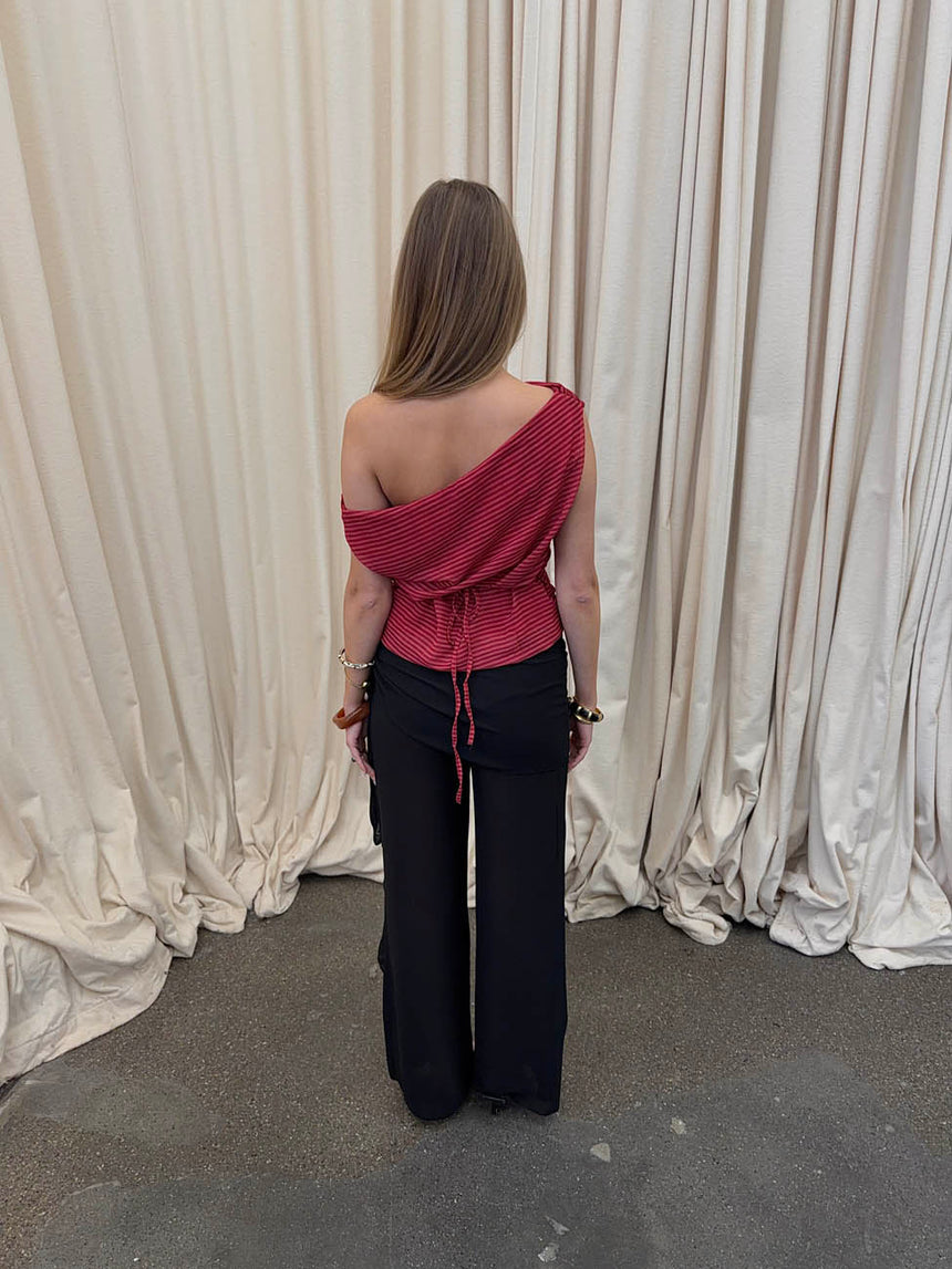 Lily top with stripes – Red/bordeaux