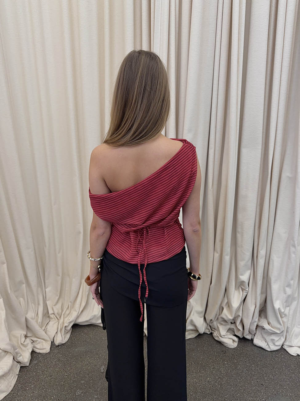 Lily top with stripes – Red/bordeaux