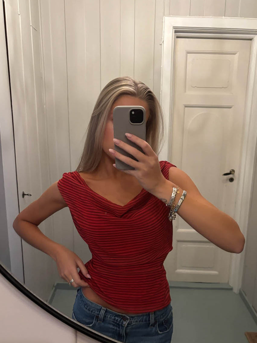 Lily top with stripes – Red/bordeaux