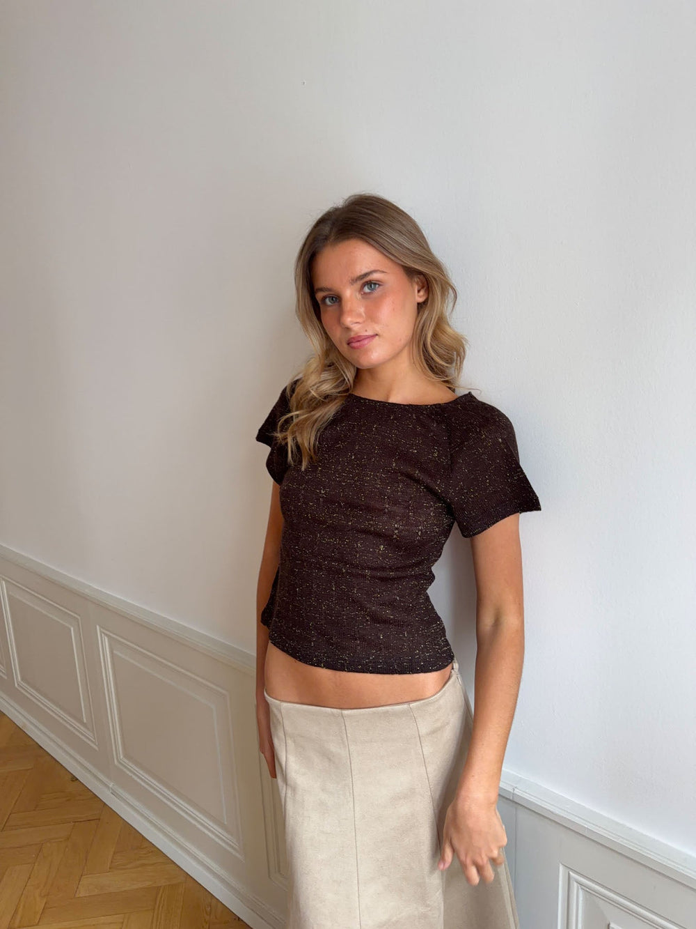 Kristin top with open back – Brown