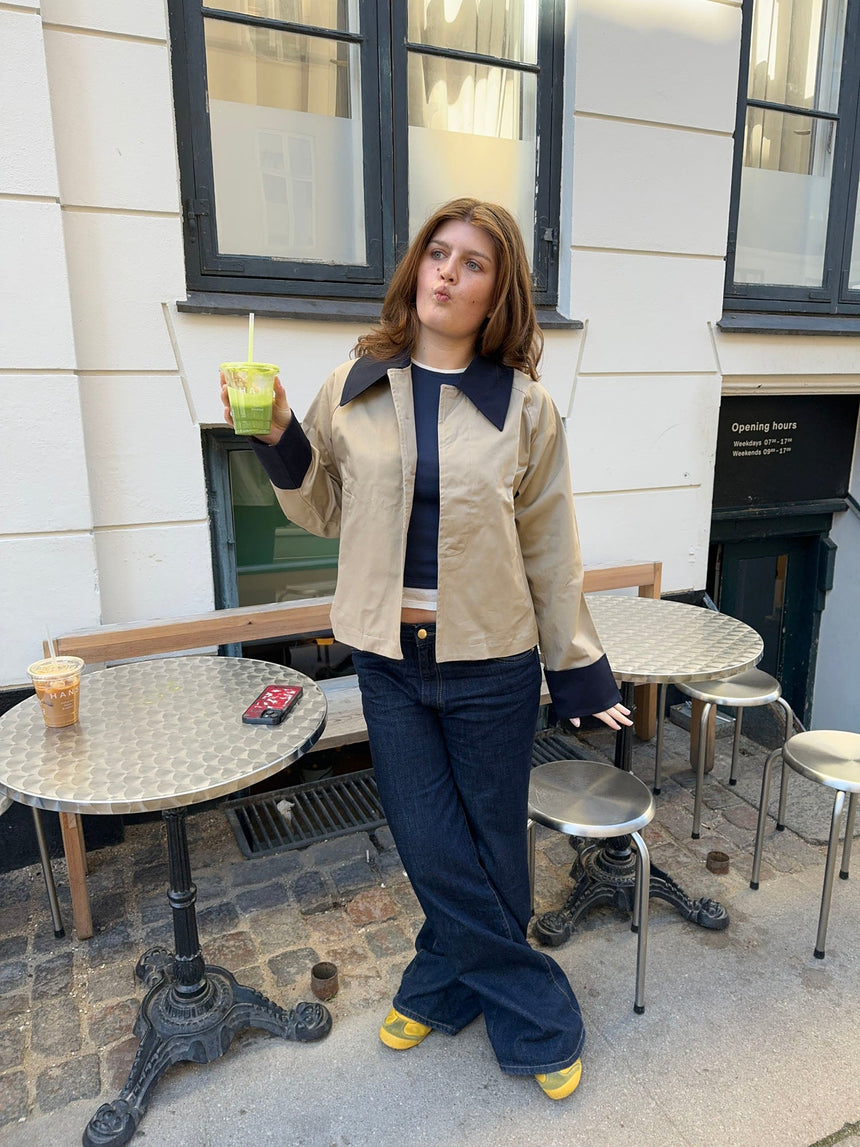 Noami trench coat with collar - Beige/navy