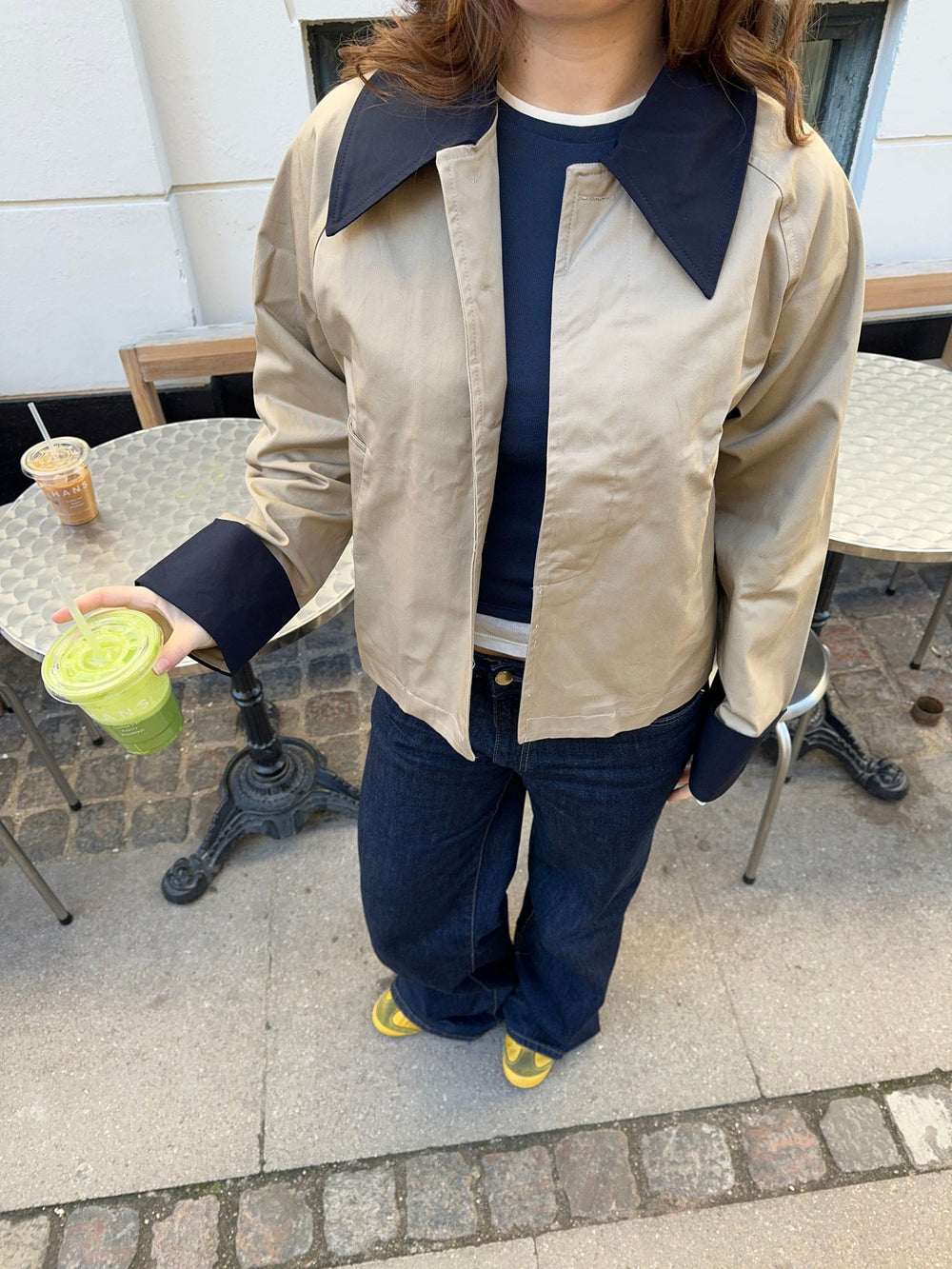 Noami trench coat with collar - Beige/navy