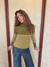 Swela knit with turtleneck - Green/brown