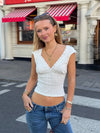 Malin Tomkins v-neck pointelle top - White