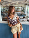 Nickeline v-neck top with polka dots - Brown/off white