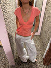 Malin Tomkins wrap top - Coral