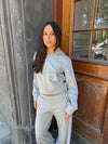 Oba zip hoodie with lace - Grey/white