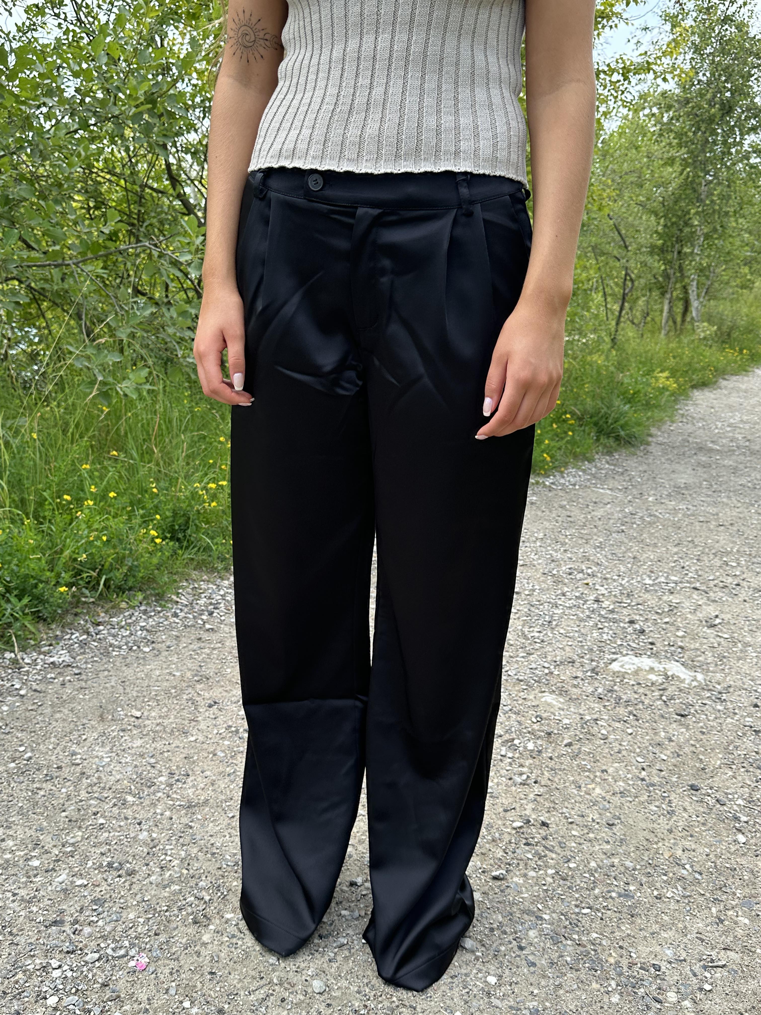 Estella satin pants - Brown –