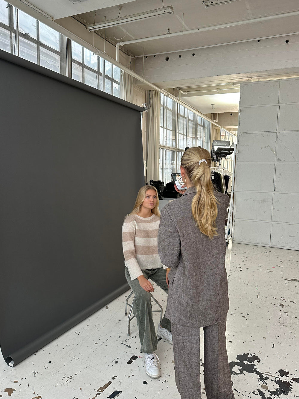 Christelle knit with stripes - Beige/ Off white