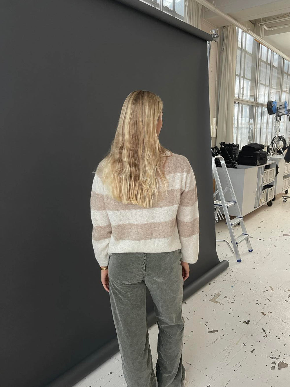 Christelle knit with stripes - Beige/ Off white