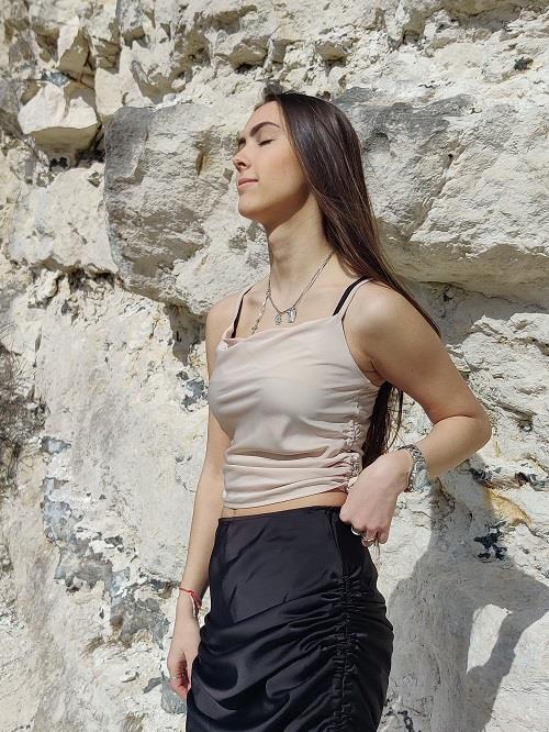 Naomi satin top - Beige