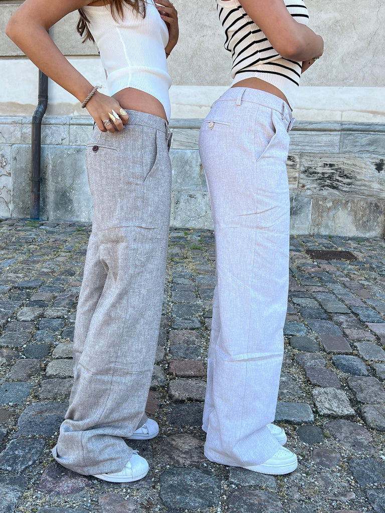 Flare pants with pockets - Light beige –